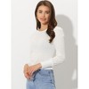 Allegra K Women's Casual Round Neck Hollow-Out Puff Long Sleeve Shirts - 3 of 4
