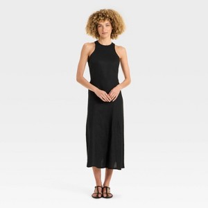 Women's Racerback Linen Midi A-Line Dress - Future Collective Black - 1 of 3