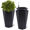 Tall Diamond Planters (Set of 2) ¨C Black Indoor/Outdoor Flower Pots with Water Level Monitor & Wheels for Patio, Porch, Living Room - 4 of 4