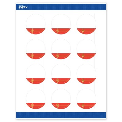 Avery Labels, 2" Diameter, Gold-Red Gift, Matte, 120ct