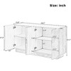 PAGED 4-Door Sideboard Buffet Cabinet with 3D Semi-Circular Handles, Wood Sideboard Cabinet with Adjustable Shelves, Distressed Finish Storage Cabinet - 3 of 4