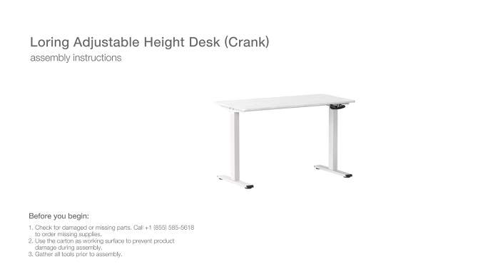 Loring Manual Height Adjustable Standing Desk White - Threshold&#8482;, 2 of 8, play video