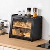 VEVOR Double Layer Bread Box for Kitchen Counter, Large Capacity Bamboo Bread Storage Container, Farmhouse Wooden Breadbox for Homemade Bread, Black - 2 of 4
