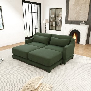 Christopher Knight Home Rex 73" Chenille Upholstered 2 Seat Sectional Sofa with Two Ottomans - 1 of 4