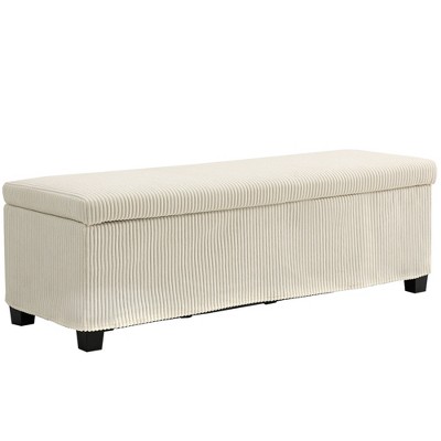 HOMCOM 47 Inches Storage Ottoman Bench, Foot Rest with Legs, Lid, End of Bed Bench, Corduroy Storage Chest for Living Room, Bedroom, Entryway