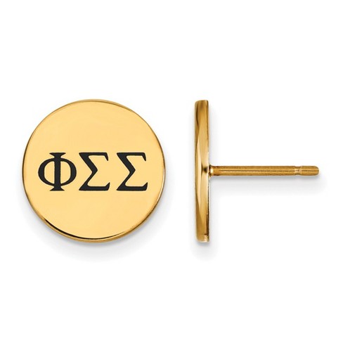 Black Bow Jewelry 14k Yellow Gold Plated Sterling Silver Phi Sigma Sigma Greek Life Stud Earring - image 1 of 3