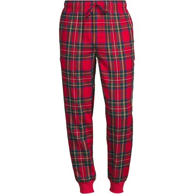 Lands' End Men's Flannel Jogger Pajama Pants - Small - Rich Red Multi ...