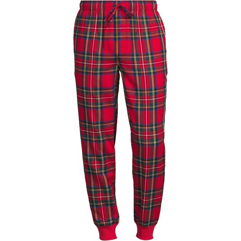 Lands' End Mens Flannel Pajama Pants Rich Red Multi Tartan Regular Small at   Men's Clothing store