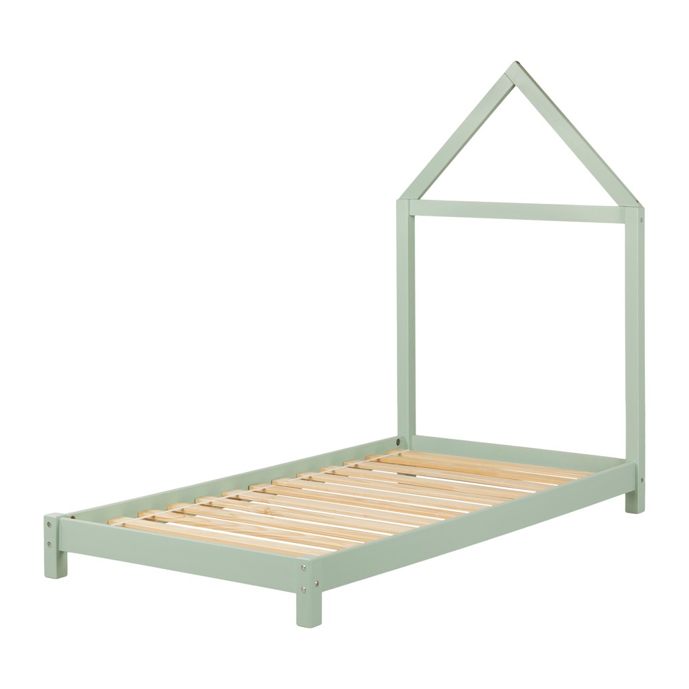 Photos - Bed Frame Sweedi Kids' Bed with House Frame Headboard Sage Green - South Shore