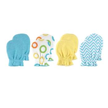 Luvable Friends Baby Cotton Scratch Mittens 4pk, Yellow Solid, One Size