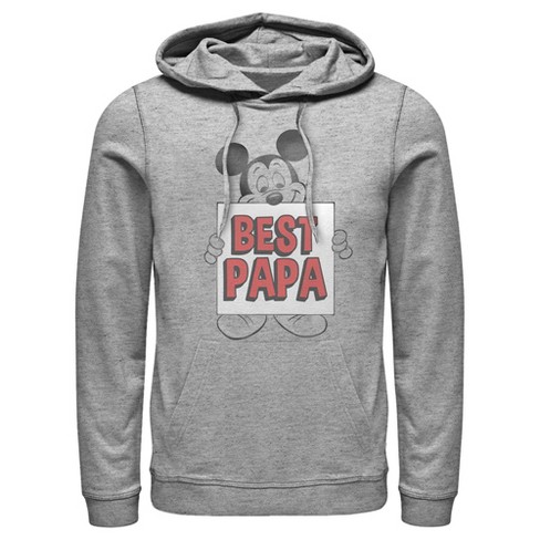 Men s Mickey Friends Best Papa Pull Over Hoodie Athletic Heather Medium