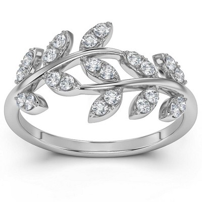 Pompeii3 1/3Ct Diamond Wedding Stackable Ring Vine Petal Leaf White Yellow or Rose Gold