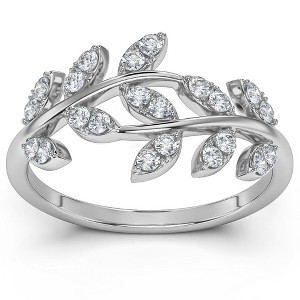 Pompeii3 1/3Ct Diamond Wedding Stackable Ring Vine Petal Leaf White Yellow or Rose Gold - 1 of 4
