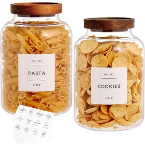 Two glass storage jars, suitable for storing flour, pasta, candy, coffee, cookies, etc. (70 fl oz/2000 ml) - 1 of 4