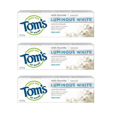 Tom's Of Maine Luminous White Toothpaste Clean Mint - 4oz/3pk