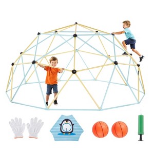 10FT Steel Dome Climber for Kids with Basketball Net, 1000 lbs Capacity, Outdoor Jungle Gym Playset with Balls and Pump - 1 of 4