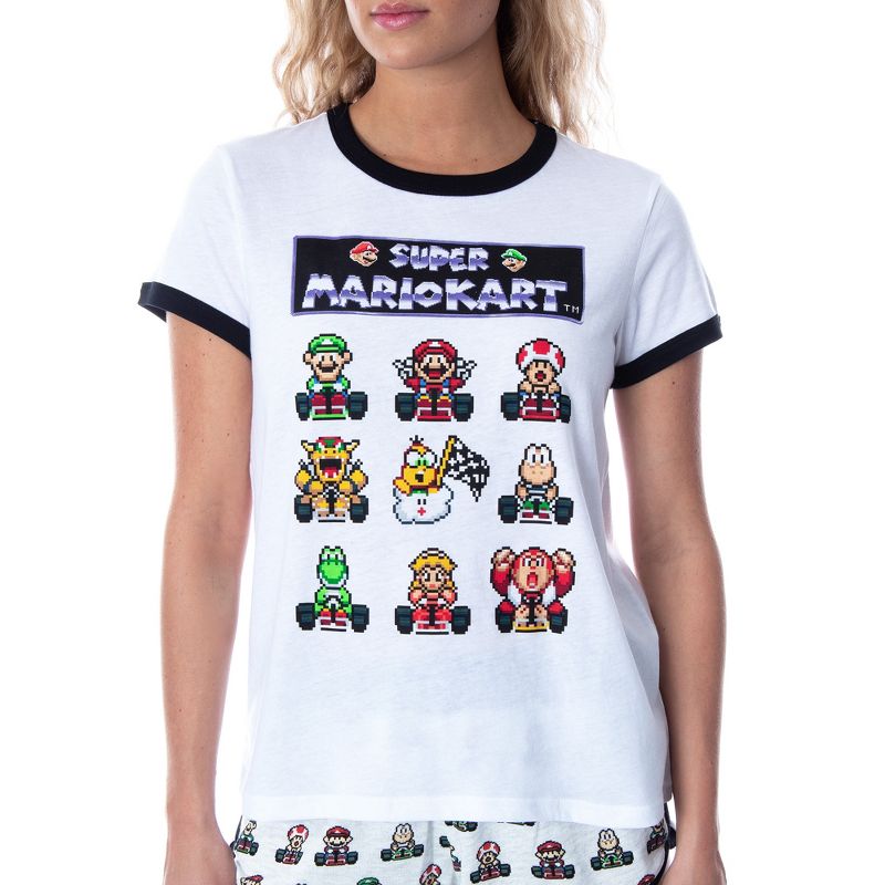 Super Mario Kart Women's Video Game 3 Piece Loungewear Pajama Set, 3 of 8
