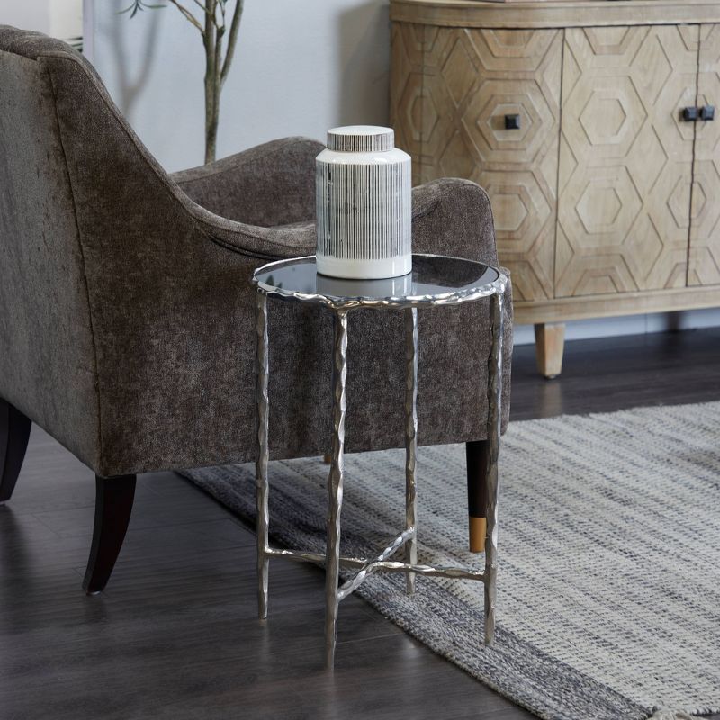 Modern Metal and Smoke Glass Accent Table - Olivia & May, 2 of 6