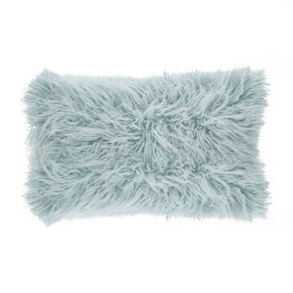 Photos - Pillow 12"x20" Oversize Poly Filled Faux Mongolian Fur Lumbar Throw  Light