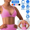NPolar "Women’s Deep V-Neck Sports Bra with U-Shaped Back, Removable Pads, Sexy Strappy Crop Top for Gym" Medium Rose Red - 2 of 4
