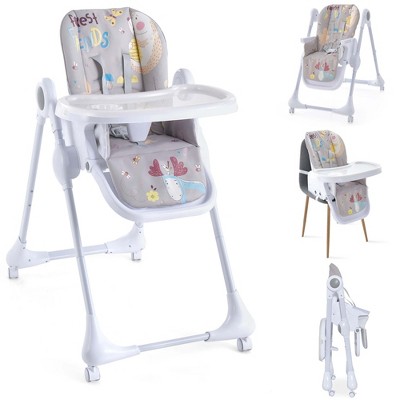 Image of Costway 3-In-1 Convertible Baby Highchair Foldable Height Adjustable Feeding Chair 6-36 Months Grey
