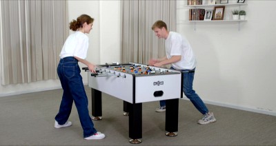 Phoenix 56'' White and Black Foosball Table with Engineered Wood Frame
