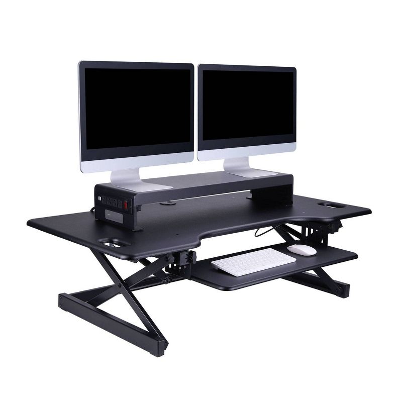 Double Articulated Dual Monitor Desk Mount with Power Black - Rocelco, 2 of 7