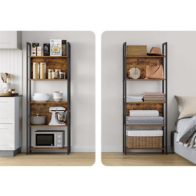 VASAGLE 5-Tier Bookcase, Bookshelf, Book Shelf, with Steel Frame, for Living Room, Home Office, Bedroom, 9.4 x 24.4 x 65 Inches