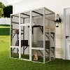 Large Outdoor Gray Catio Solid Wood Cat Enclosure with 5 Platforms and 2 Resting Boxes Outdoor Cat House Shelter Playpen - 3 of 4
