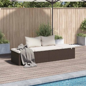 Lounge Bed Black PE Rattan 76.8 x 23.6 in Multi-Position BackrestvidaXL - 1 of 4