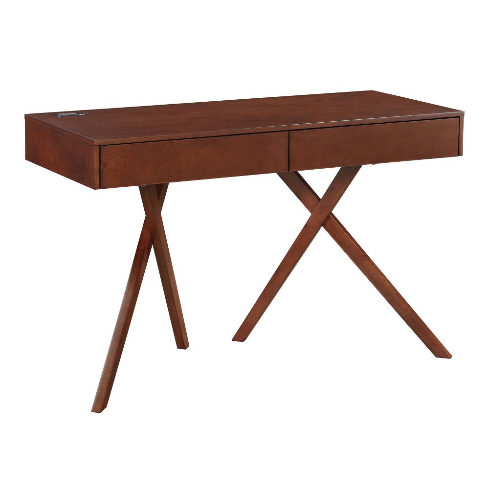 Photos - Other Furniture HOMES: Inside + Out 47" Thunderseek Mid Century 2 Drawer Desk with Usb and