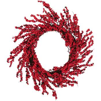 Northlight 22" Unlit Burgundy Red Artificial Berry Christmas Wreath