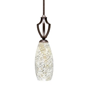 Toltec Lighting Zilo 1 - Light Pendant in  Dark Granite with 5.5" Natural Fusion Shade - 1 of 1
