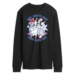 Men's - SpongeBob SquarePants - Red, White and Deep Blue Sea Long Sleeve Graphic T-Shirt - 1 of 4