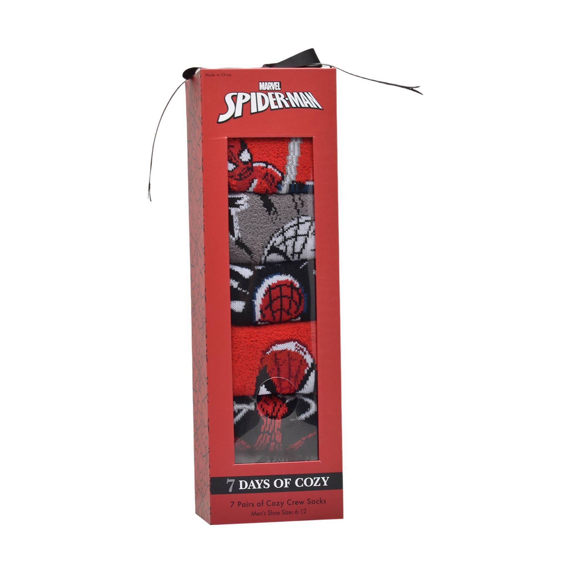 Men's Spider-Man Cozy Socks - Black 6-12