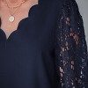 Women's Floral Lace Scalloped V Neck Top -Cupshe - 3 of 4