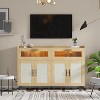 Jojoka 47inch Rustic Sideboard Buffet with Drawers & Doors, Media Console Table with Charging Station and LED Light - 3 of 4