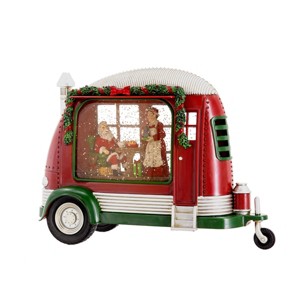 TopComfy Decorative Holiday Scene Props Christmas Decoration Plastic Resin Camper With Mr and Mrs Santa Tea Time for Living Room, Red, 11.3"*4.4"*8" - 1 of 4