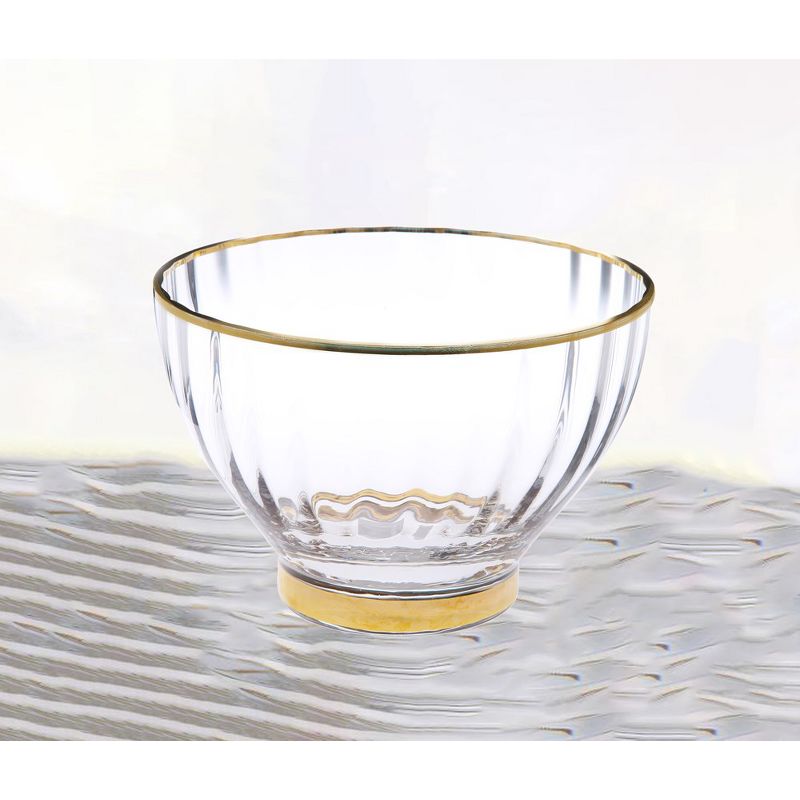 Classic Touch Textured Salad Bowl with Gold Rim and Base, 2 of 4