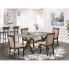 HomeStock 5-Piece Distressed Jacobean Finish Solid Wood Top Dining table with 4-Chairs - 2 of 4