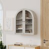 Wall Mounted Bathroom Cabinet with Glass Doors, Arched 4-Tier Storage Organizer, Adjustable Shelf Medicine Cabinet, 24"W x 28"H x 9"D - 3 of 4