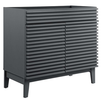 Modway Render 35" MDF and Particleboard Bathroom Vanity Cabinet in Gray