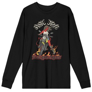 Vintage Devil Flame Motorcycle Women's Black Long Sleeve Crew Neck Tee - 1 of 3