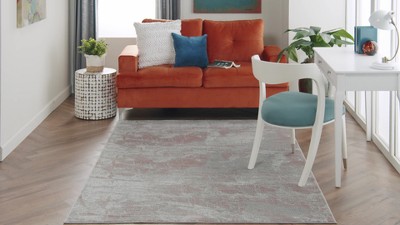 Modern Rustic Textures Light Grey/Blue Rectangular Area Rug 7'10" x 10'6"