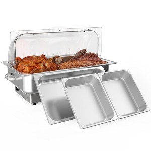 9QT Electric Chafing Dish Set for Buffet with Temperature Control, Roll Top Stainless Steel Buffet Food Warmers for Catering and Parties - 1 of 4