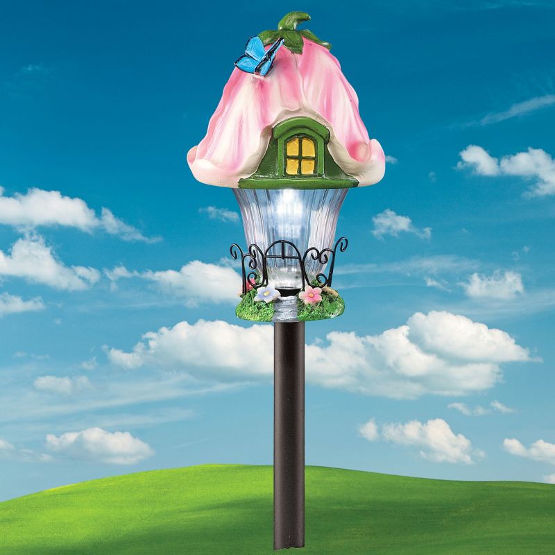 Collections Etc Solar Fairy Cottage House Stake for Garden, Backyard, Landscaping, and Pathway, 2 of 4
