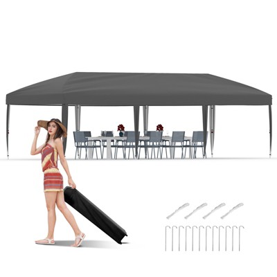 10x30 Pop Up Canopy with 8 Sidewalls-Heavy Duty Tent with Portable Roller Bag-3 Adjustable Height,8 Weight Bags,8 Stakes & 6 Guy Ropes