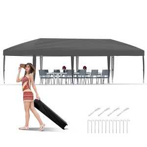 10x30 Pop Up Canopy with 8 Sidewalls-Heavy Duty Tent with Portable Roller Bag-3 Adjustable Height,8 Weight Bags,8 Stakes & 6 Guy Ropes - 1 of 4