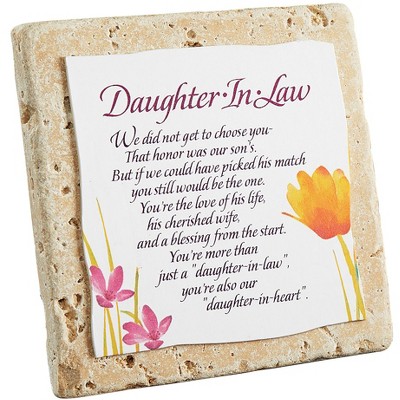 Collections Etc Daughter-in-Law Sentimental Desktop Tile Plaque Gift 4" x 0.75" x 4"
