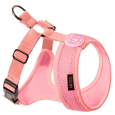 Gooby Freedom Harness II, Choke Free Mesh Harness for Small Dogs with Microsuede Straps, Pink, X